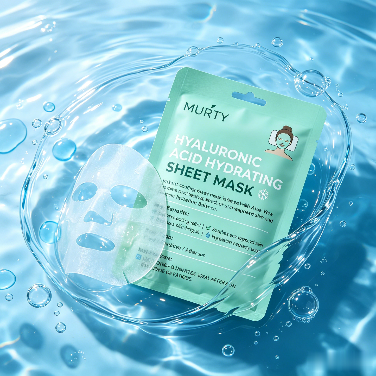 MURTY Aloe Vera & Hyaluronic Acid Sheet Mask | Moisture Boost & Fresh Skin Feel